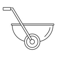 Small wheelbarrow icon, outline style vector