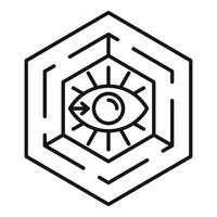 icono de alquimia de ojo hexagonal, estilo de esquema vector