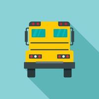 Back of school bus icon, flat style vector