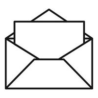 Open envelope icon, outline style vector