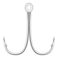 Double fish hook icon, realistic style vector