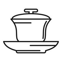 icono de elemento de la ceremonia del té, estilo de esquema vector