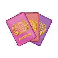 Three passports icon, cartoon style vector