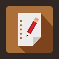 Blank sheet of paper and a pencil icon, flat style vector