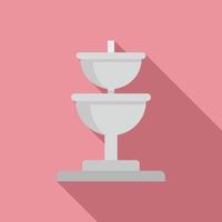 Bowl drinking fountain icon, flat style vector