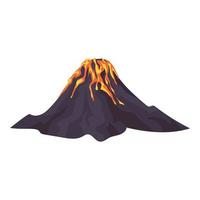 Magma volcano icon, cartoon style vector