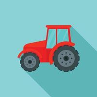 Farm tractor icon, flat style vector