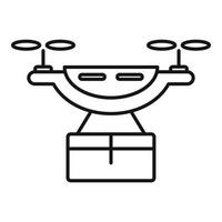 icono de servicio de entrega de drones, estilo de esquema vector