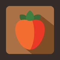 Ripe persimmon icon in flat style vector