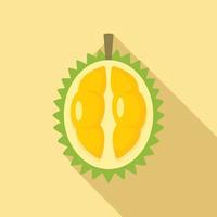 la mitad del icono de la fruta durián, tipo plano vector