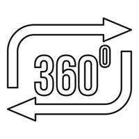 360 degrees simulation icon, outline style vector