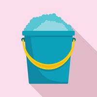 Soap foam bucket icon, flat style vector