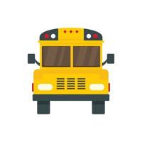 Front of old school bus icon, flat style vector