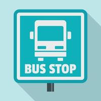 Square bus stop sign icon, flat style vector