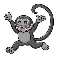 Cute black spider monkey cartoon running vector