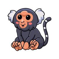 Cute pygmy marmoset monkey cartoon sitting vector