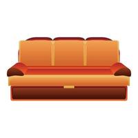 Orange modern sofa icon, cartoon style vector
