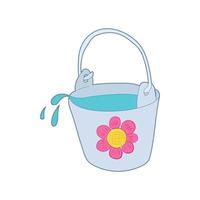 Bucket of water for the garden icon, cartoon style vector