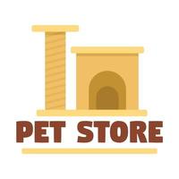 Pet store cat toys logo, flat style vector