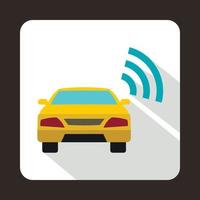 coche con icono de señal wifi en estilo plano vector