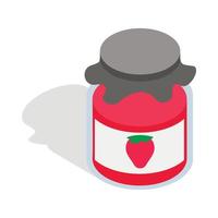 Bank strawberry jam icon, isometric 3d style vector