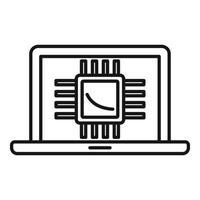 Ai laptop processor icon, outline style vector