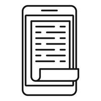 Smartphone payment receipt icon, outline style vector