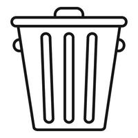 Steel recycle bin icon, outline style vector