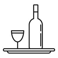 icono de la bandeja de la botella de vino del sommelier, estilo de contorno vector