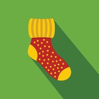 Woolen sock icon, flat style vector