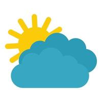 Sun clouds icon, flat style vector