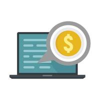 Internet laptop banking icon, flat style vector