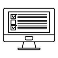 Sociology pc monitor icon, outline style vector