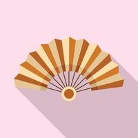 Bamboo hand fan icon, flat style vector