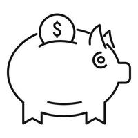 Money piggy bank icon, outline style vector