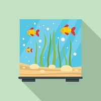 Glass aquarium icon, flat style vector