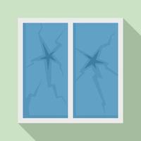 Broken house window icon, flat style vector