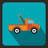 Car towing truck icon, flat style vector