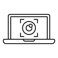 Laptop eye authentication icon, outline style vector