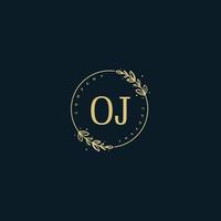 Initial OJ beauty monogram and elegant logo design, handwriting logo of initial signature, wedding, fashion, floral and botanical with creative template. vector