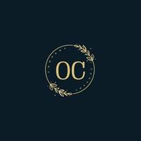 Initial OC beauty monogram and elegant logo design, handwriting logo of initial signature, wedding, fashion, floral and botanical with creative template. vector