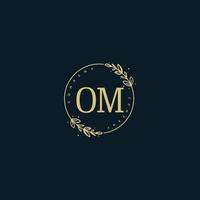 Initial OM beauty monogram and elegant logo design, handwriting logo of initial signature, wedding, fashion, floral and botanical with creative template. vector