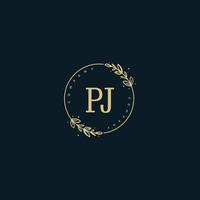 Initial PJ beauty monogram and elegant logo design, handwriting logo of initial signature, wedding, fashion, floral and botanical with creative template. vector