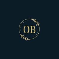 Initial OB beauty monogram and elegant logo design, handwriting logo of initial signature, wedding, fashion, floral and botanical with creative template. vector