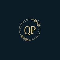 Initial QP beauty monogram and elegant logo design, handwriting logo of initial signature, wedding, fashion, floral and botanical with creative template. vector