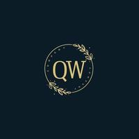 Initial QW beauty monogram and elegant logo design, handwriting logo of initial signature, wedding, fashion, floral and botanical with creative template. vector