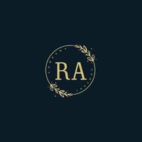 Initial RA beauty monogram and elegant logo design, handwriting logo of initial signature, wedding, fashion, floral and botanical with creative template. vector