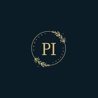 Initial PI beauty monogram and elegant logo design, handwriting logo of initial signature, wedding, fashion, floral and botanical with creative template. vector