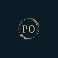 Initial PO beauty monogram and elegant logo design, handwriting logo of initial signature, wedding, fashion, floral and botanical with creative template. vector