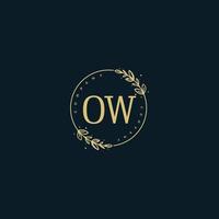 Initial OW beauty monogram and elegant logo design, handwriting logo of initial signature, wedding, fashion, floral and botanical with creative template. vector